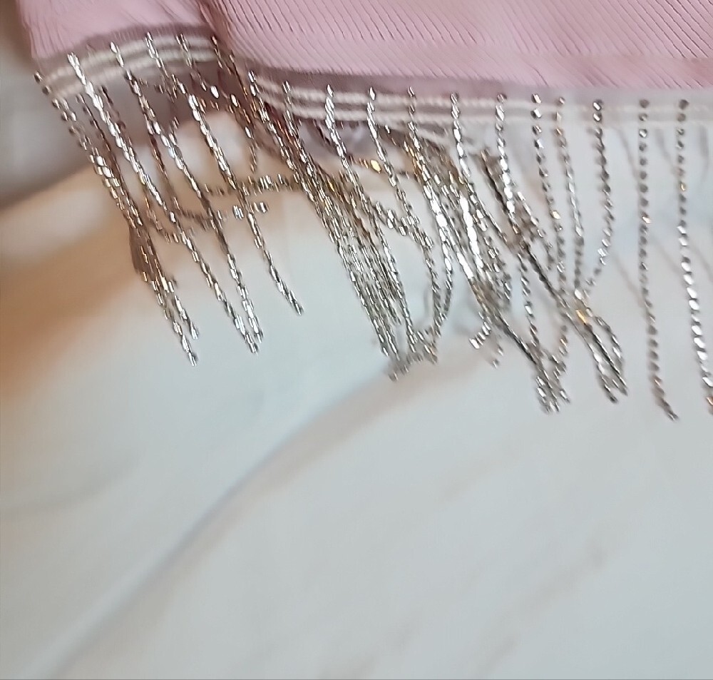 LUMINA Light Pink Ribbed Tank with Rhinestone Fringe - Picture 8 of 8